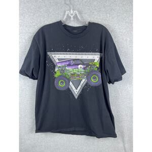 Grave Digger Monster Truck Shirt Size L Black Short Sleeve‎ Tee Retro 80s